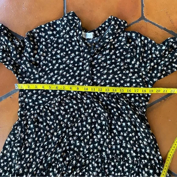 Natural Life Rebecca Midi Dress Dark Floral Boho Prairie Tiered Cottage Core M - Picture 10 of 10